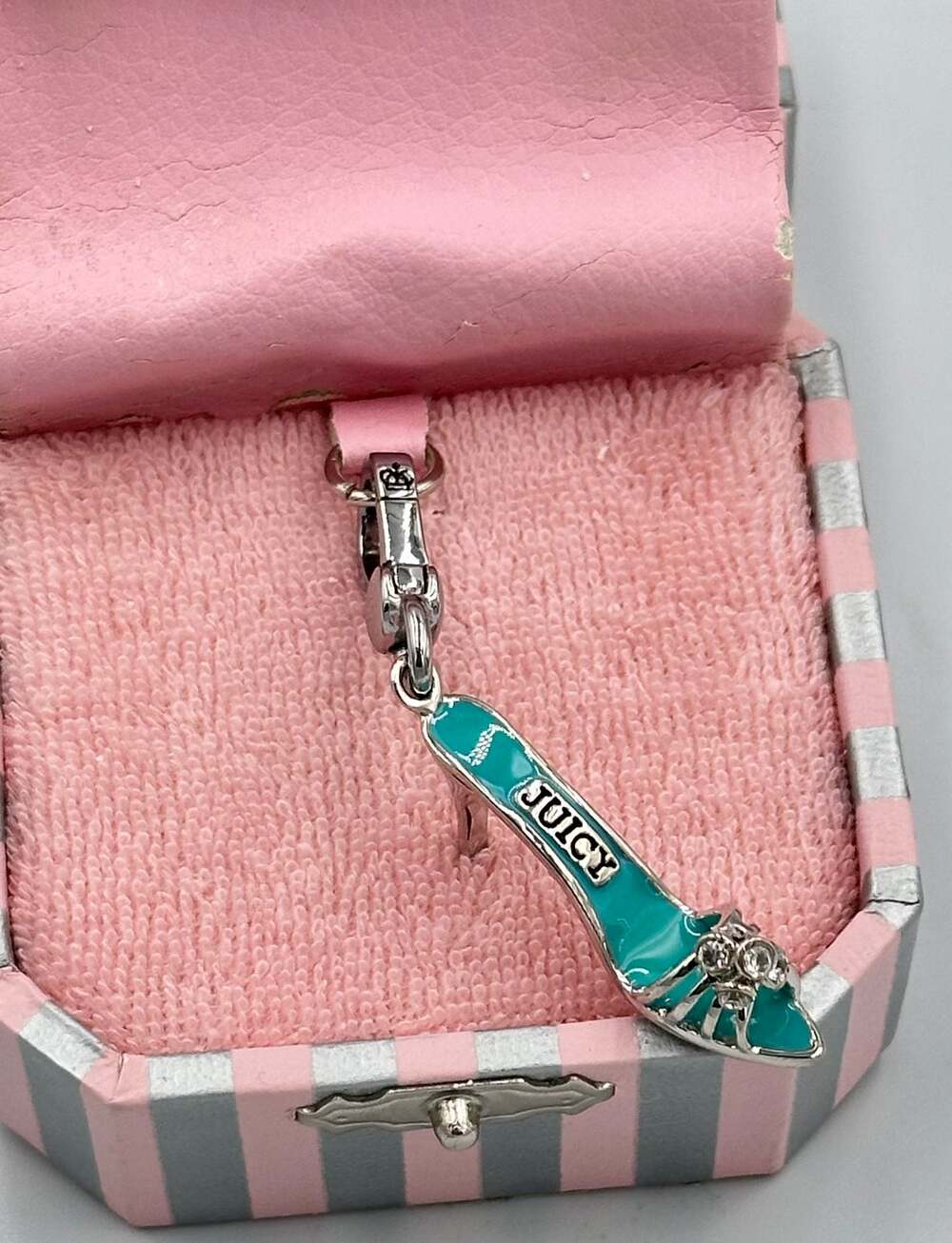 Juicy Couture High Heel Shoe Retired Enamel BOUDOIR Silver Bracelet Charm NWT